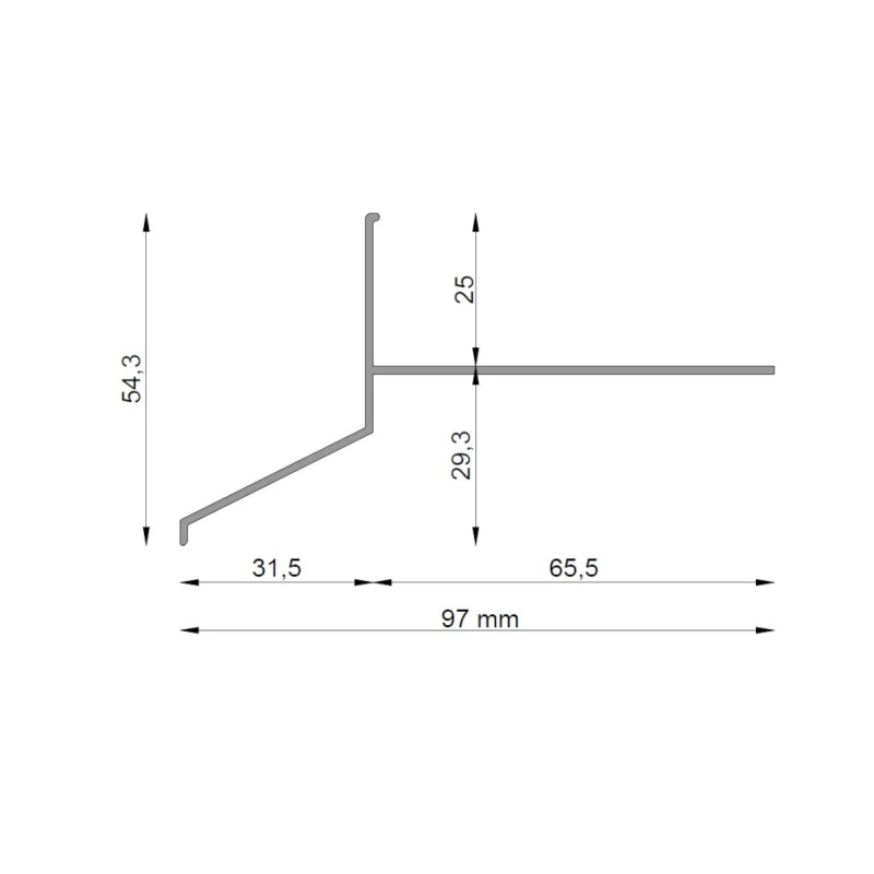 Profil okapowy D25 Renoplast do tarasu wentylowanego - rysunek techniczny