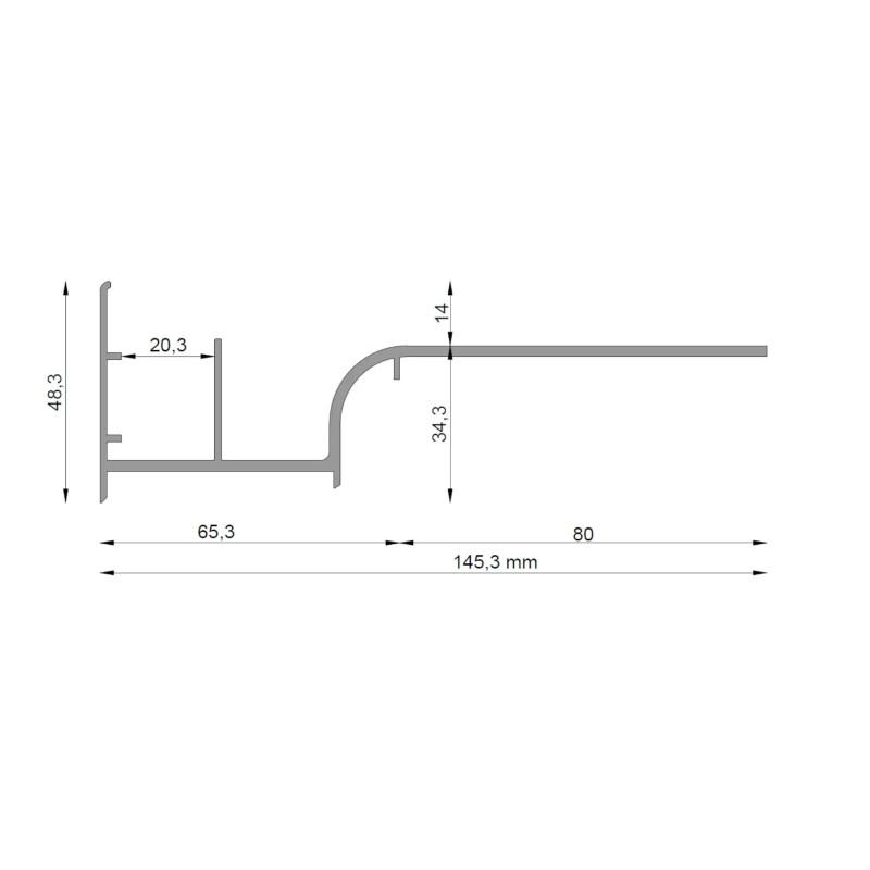 Profil W20 do tarasu wentylowanego Renoplast - rysunek techniczny