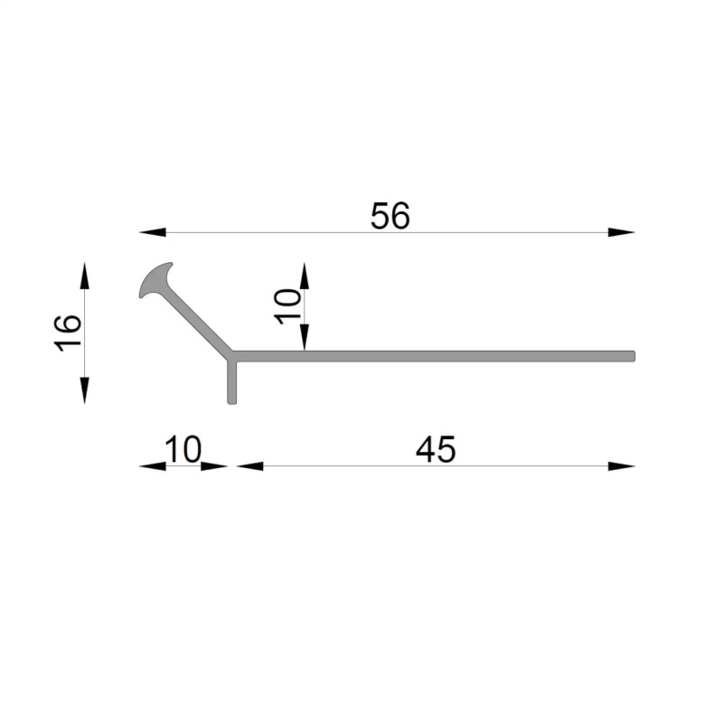 Rysunek techniczny z wymiarami profilu schodowego V2