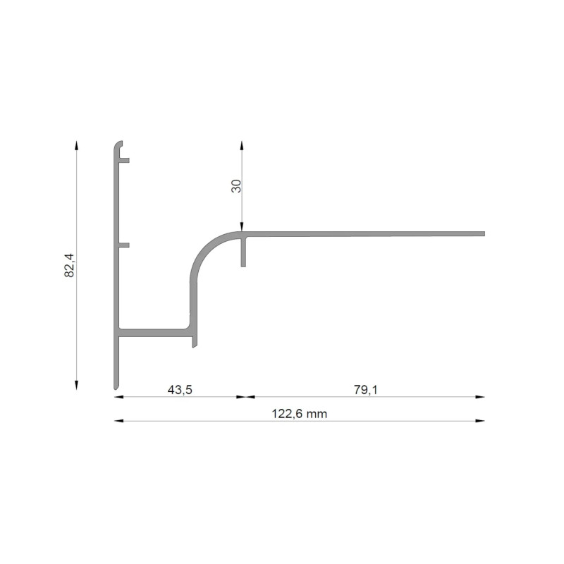 Profil okapowy Renoplast W30 do tarasu wentylowanego - rysunek techniczny
