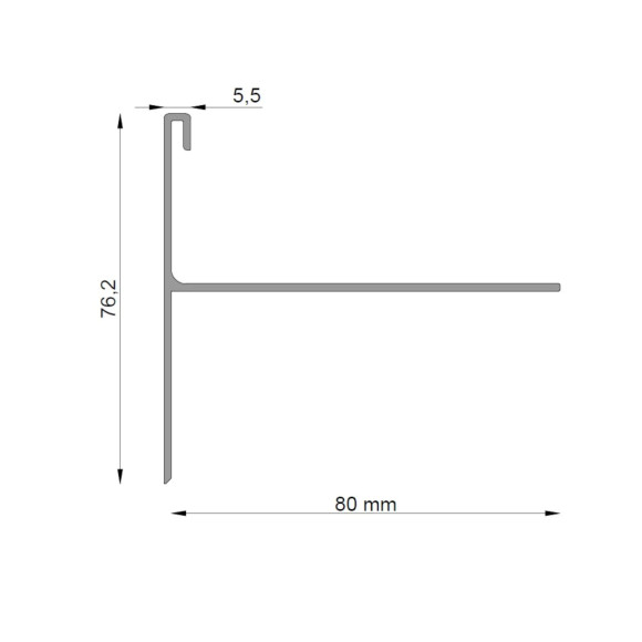 Profil boczny Renoplast W35B do tarasu wentylowanego - rysunek techniczny