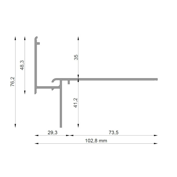 Profil okapowy Renoplast W35+ do tarasu wentylowanego - rysunek techniczny