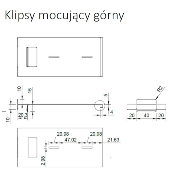 Klipsy mocujące RENOPAD PROgórny Renoplast do tarasu wentylowanego - rysunek techniczny