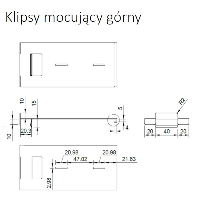 Klipsy mocujące RENOPAD PROgórny Renoplast do tarasu wentylowanego - rysunek techniczny