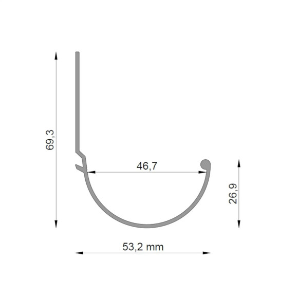 Rynna R50 Renoplast - rysunek techniczny