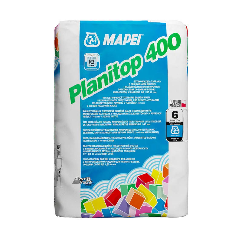 Planitop 400 Mapei - szybkosprawna, tiksotropowa zaprawa naprawcza o regulowanym skurczu