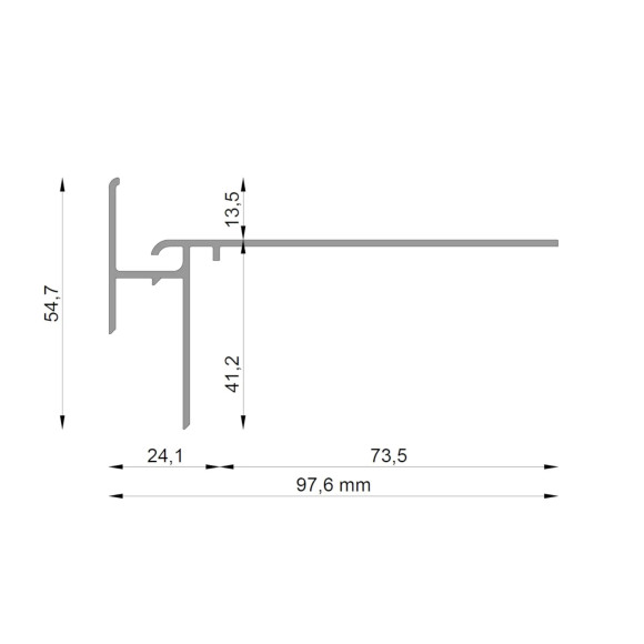 Profil okapowy K35 Renoplast do wykończenia tarasów i balkonów - rysunek techniczny