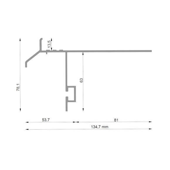 Profil okapowy K40 Renoplast do wykończenia tarasów i balkonów - rysunek techniczny