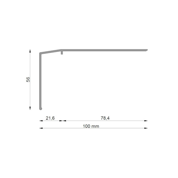 Profil okapowy K301 Renoplast do wykończenia tarasów i balkonów - rysunek techniczny