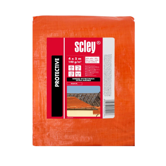 Plandeka pomarańczowa gramatura 140 gr/m2 Scley 4 x 5 m