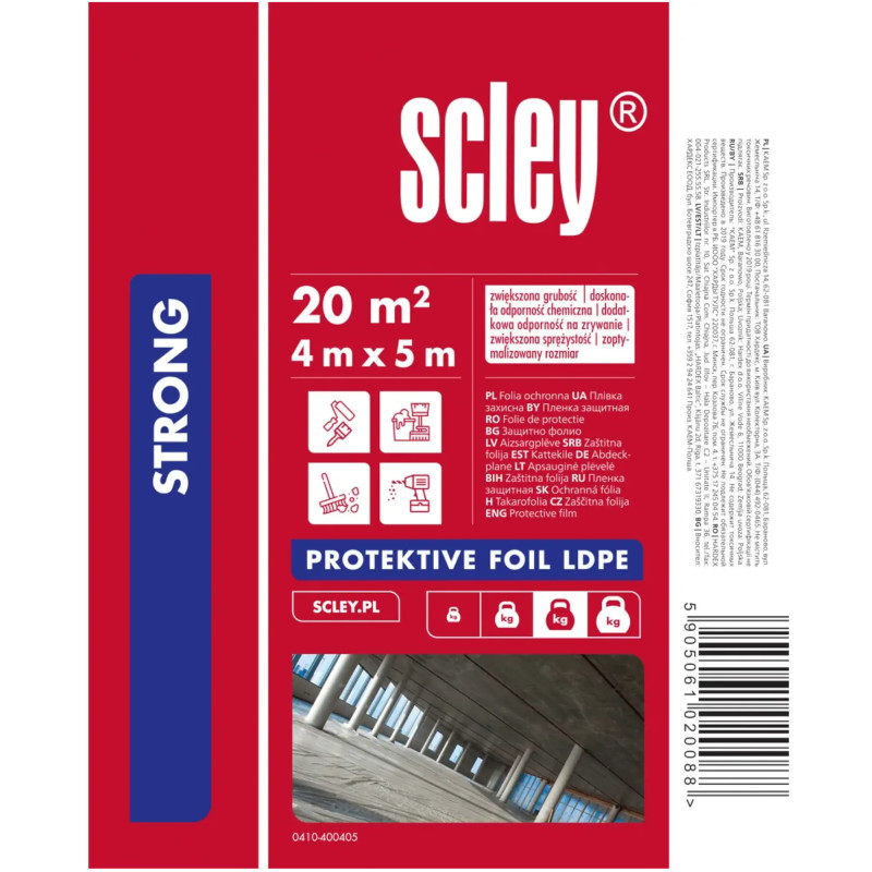Folia budowlana LDPE Strong przezroczysta, 4 x 5 m, gr. 0,04 mm Scley