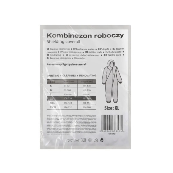 Jednorazowy kombinezon ochronny – seria 85 - rozmiary