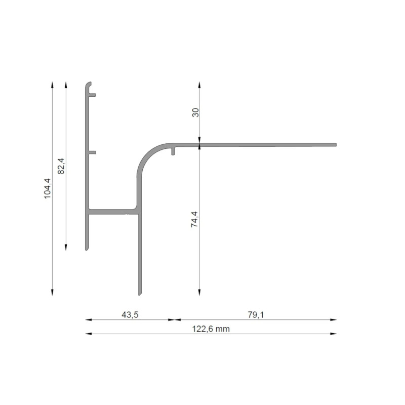 Renoplast W30R+ profil okapowy do tarasu wentylowanego - rysunek techniczny