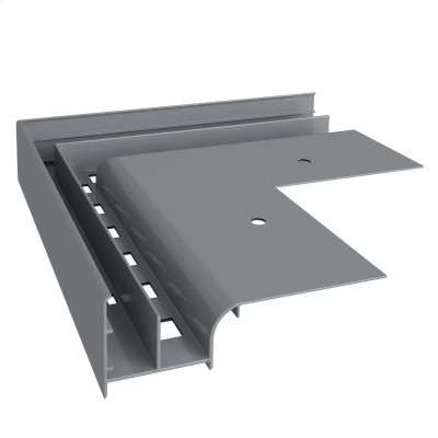 Narożnik wewnętrzny 90° Renoplast W20 do tarasu wentylowanego, profil okapowy systemu W20, RAL 7037 szary