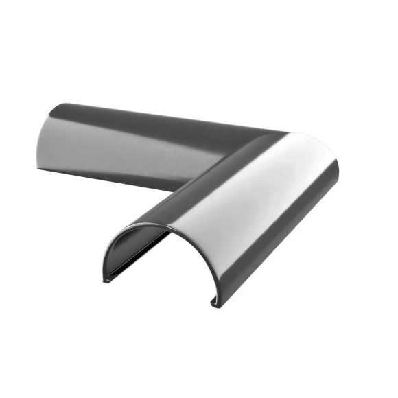 Narożnik do pochwytu balustrady systemu BS Renoplast, kolor szary RAL 7037, element systemowy do balustrad balkonowych