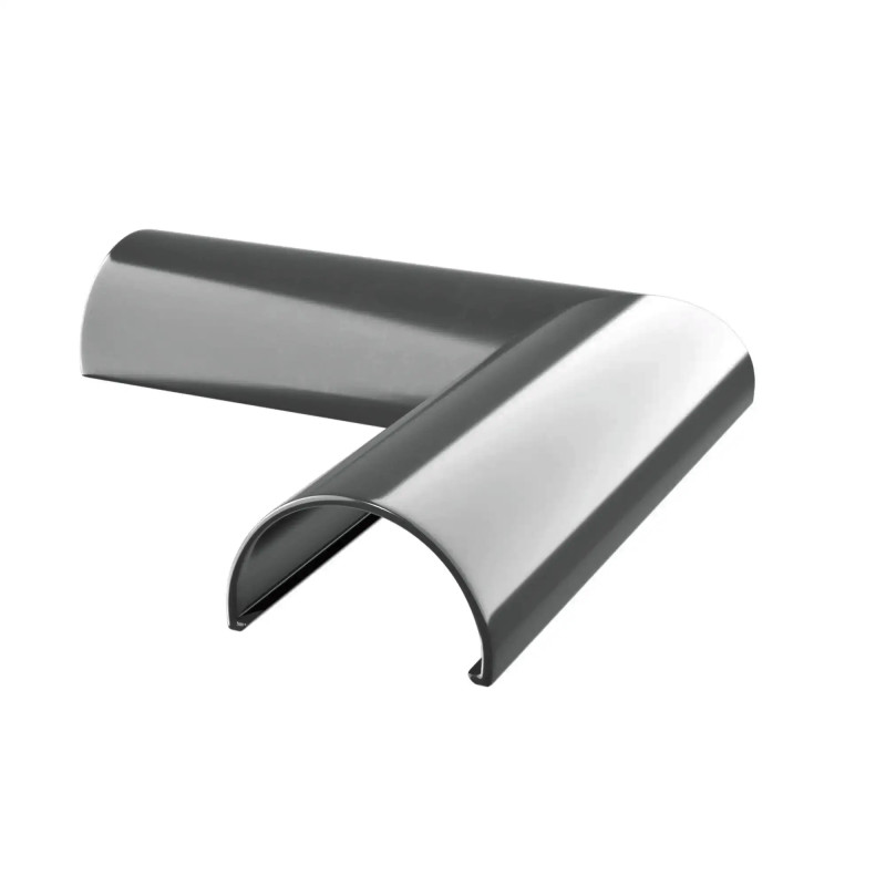 Narożnik do pochwytu balustrady systemu BS Renoplast, kolor szary RAL 7037, element systemowy do balustrad balkonowych