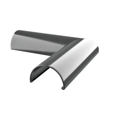 Narożnik do pochwytu balustrady systemu BS Renoplast, kolor szary RAL 7037, element systemowy do balustrad balkonowych