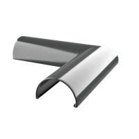 Narożnik do pochwytu balustrady systemu BS Renoplast, kolor szary RAL 7037, element systemowy do balustrad balkonowych