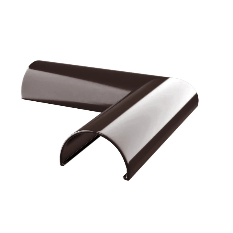 Narożnik do pochwytu balustrady systemu BS Renoplast, kolor brąz RAL 8019, narożny element wykończeniowy balustrady