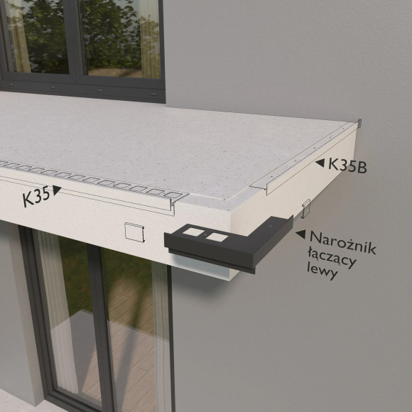 Narożnik 90° do profili K35 i K35B Renoplast