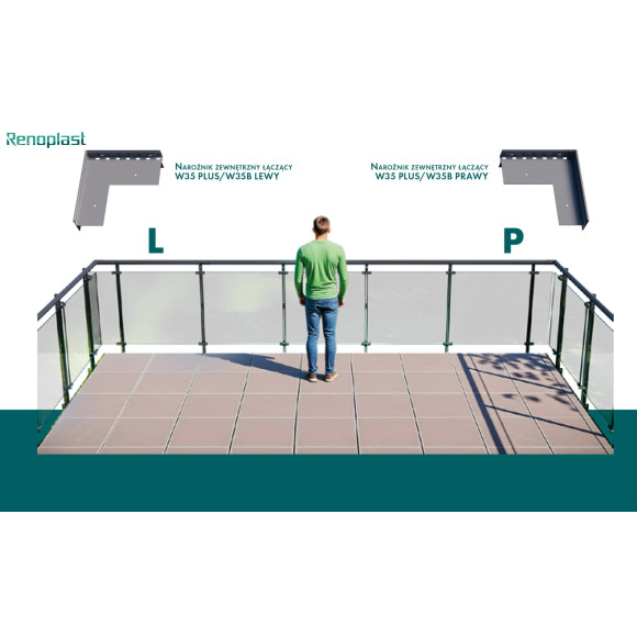 Narożnik 90° do profili W35+ i W35B Renoplast | system W35+