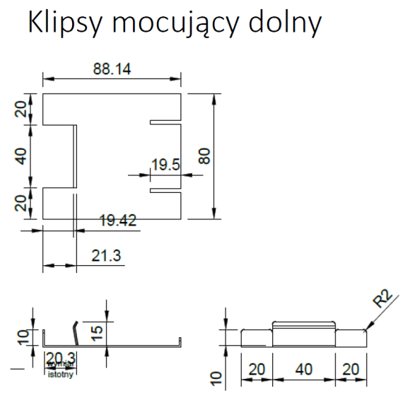 RENOPAD PRO - klips mocujący dolny + górny