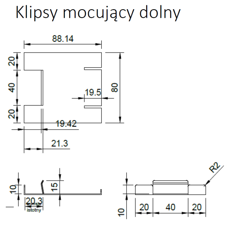 RENOPAD PRO - klips mocujący dolny + górny