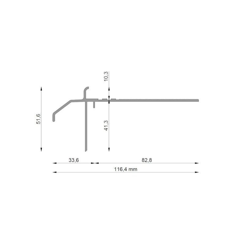 Rysunek techniczny profilu K20 R do kamiennego dywanu